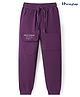 Honeyhap Premium 100% Cotton Knit Full Length Lounge Pant With Bio Finish & Text Print - Shadow Purple