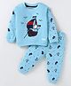 Little Darlings Full Sleeves Winter Wear Set With Teddy Print - Light Blue