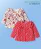 Babyoye Interlock Knit Full Sleeves Jhablas With Floral & Heart Print & Bow Applique Pack of 2 - Red & White