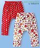 Babyoye Interlock Knit Full Length Diaper Leggings With Floral & Polka Dot Print & Bow Applique Pack of 2 - Red & White