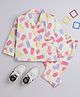 The Magic Wand Cotton Full Woven Sleeves Popsicles Printed Coordinating Night Suit Set - Off White