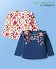 Babyoye Interlock Knit Full Sleeves T-Shirt With Floral & Text Print Pack of 2 - Navy Blue