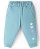 Zero Cotton Knit Full Length Legging With Floral & Heart Print - Light Blue