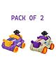 NEGOCIO Plastic Push and Go Car Set, Cartoon Design Friction Powered Car, No Battery Needed, Unbreakable, Non-Toxic Paint, Car Toys for Kids- PACK OF 2 - COLOR MAY VARY