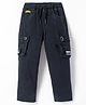 Olio Kids Cotton Woven Full Length Trousers With Text Print - Black