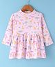 CUCUMBER Interlock Knit Full Sleeves Bunny Printed Frock - Pink