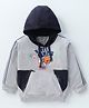 Cucumber Full Sleeves Camper Embroidered Hooded Sweatshirt with Side Pockets - Grey
