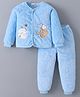 Kookie Kids Full Sleeves Winter Night Suit With Bear Embroidery - Blue