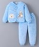 Kookie Kids Full Sleeves Winter Night Suit With Bear & Lion Embroidery - Blue