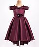 Rassha Cold Shoulder Floral Applique Pleated Dress - Dark Maroon