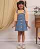 Budding Bees Cotton Three Fourth Sleeves Floral Printed Top & Denim Dungaree Set - Yellow & Blue