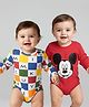 Babyoye Disney Interlock Knit Full Sleeves Onesies with Mickey Mouse Graphics Pack of 2 - Red & White