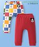 Babyoye Disney Interlock Full Length Diaper Leggings With Mickey Mouse Graphic Pack of 2 - White & Red
