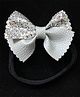 Knotty Ribbons Glitter & Faux Leather Bow Headband - Silver