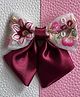 Knotty Ribbons Floral Embroidered & Bow Detailed Alligator Hair Clip - Maroon