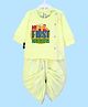 The Peppy Tend Navratri Theme 100% Cotton Full Sleeves My First Navratri Text Printed Dhoti Kurta Set - Yellow