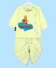 The Peppy Tend Durga Pooja Theme 100% Cotton Full Sleeves Seeking Blessings From Maa Durga Text Printed Dhoti Kurta Set - Yellow