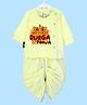 The Peppy Tend Durga Pooja Theme 100% Cotton Full Sleeves My First Durga Pooja Text Printed Dhoti Kurta Set - Yellow