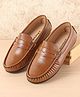 Pine Kids Slip On Solid Colour Loafers  - Light Brown