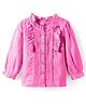 Babyhug Woven Full Sleeves Swiss Dobby Top With Frill -  Pink