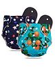 Devico Leakage Proof Reusable Cloth Diaper with 5 Layer High Absorbent Pad Nappy Pack of 2- Black