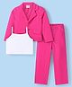 Babyhug Woven Full Sleeves Solid Colour Blazer with Top & Bottom Wear Set - Dark Pink