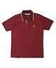 Earth Conscious Cotton Half Sleeves Logo Patch Embroidered Polo Tee - Maroon