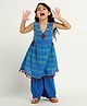 Somersault Cotton Sleeveless Placement Floral Embroidered  Kurta & Palazzo Set - Blue