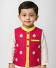 Somersault Cotton Sleeveless Floral Embroidered Nehru Jacket - Red