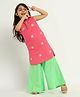 Somersault Cotton Sleeveless Placement Windmill Embroidered  Kurta And Palazzo Set - Pink