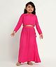 Somersault Cotton Full Sleeves Placement Elephant Embellished  Top & Skirt Set - Pink
