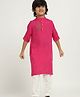 Somersault Cotton Three Fourth Sleeves Elephant Beads Embellished Kurta With Pyjama Set - Pink