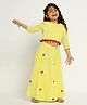 Somersault Cotton Three Fourth Sleeves Tulip Detailed Top & Skirt Set - Yellow