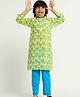 Somersault Cotton Full Sleeves Floral Printed Kurta With Pyjama Set - Yellow