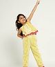 Somersault Cotton Sleeveless Lurex Striped & Abstract Printed Coordinating Top With Pant Set - Yellow