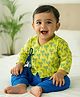 Somersault Cotton Full Sleeves Floral Printed Kurta Dhoti Set - Yellow