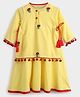 Somersault Cotton Full Sleeves Tulips Embroidered Dress - Yellow