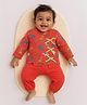 Somersault Cotton Full Sleeves Animals Printed Kurta Pyjama Set - Red