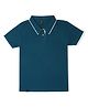 Earth Conscious Cotton Half Sleeves Solid Polo Tee - Teal Blue