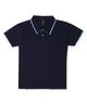 Earth Conscious Cotton Half Sleeves Solid Polo Tee - Navy Blue