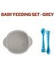 B4BRAIN Silicon Bowl and Spoon Dinner Set - grey