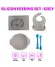 B4BRAIN Tableware Silicon Suction Plate for Kids With 4 Pcs Baby Feeding Dinner Set - Grey