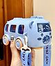 Asera Cute Bear Bus Water Bottle With 500 ml Capacity, Anti-Leak Kids Water Bottle Bpa Free, Hanging Water Bottle With Shoulder Strap Straw Moving Wheel Birthday Return Gift For Kids (Blue)