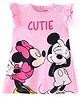 Babyhug Disney Cotton Frill Sleeves Nighty with Minnie & Mickey Graphic-Pink
