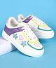 Pine Kids Laced Up  Closure Casual Shoes with Star & Heart Patch - White & Purple