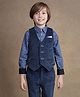 One Friday Full Sleeves V Neck Corduroy Fabric Solid Waistcoat - Blue