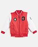 Okane Woven Full Sleeves Padded Bomber Jacket With Embroidery Detailing - Red