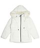 Okane Knit Full Sleeves Solid Colour Padded Hooded Jacket - White