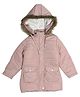 Okane Woven Full Sleeves Solid Colour Padded Hooded Jacket - Pink