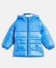 Okane Woven Full Sleeves Padded Hooded Solid Colour Jacket - Sky Blue